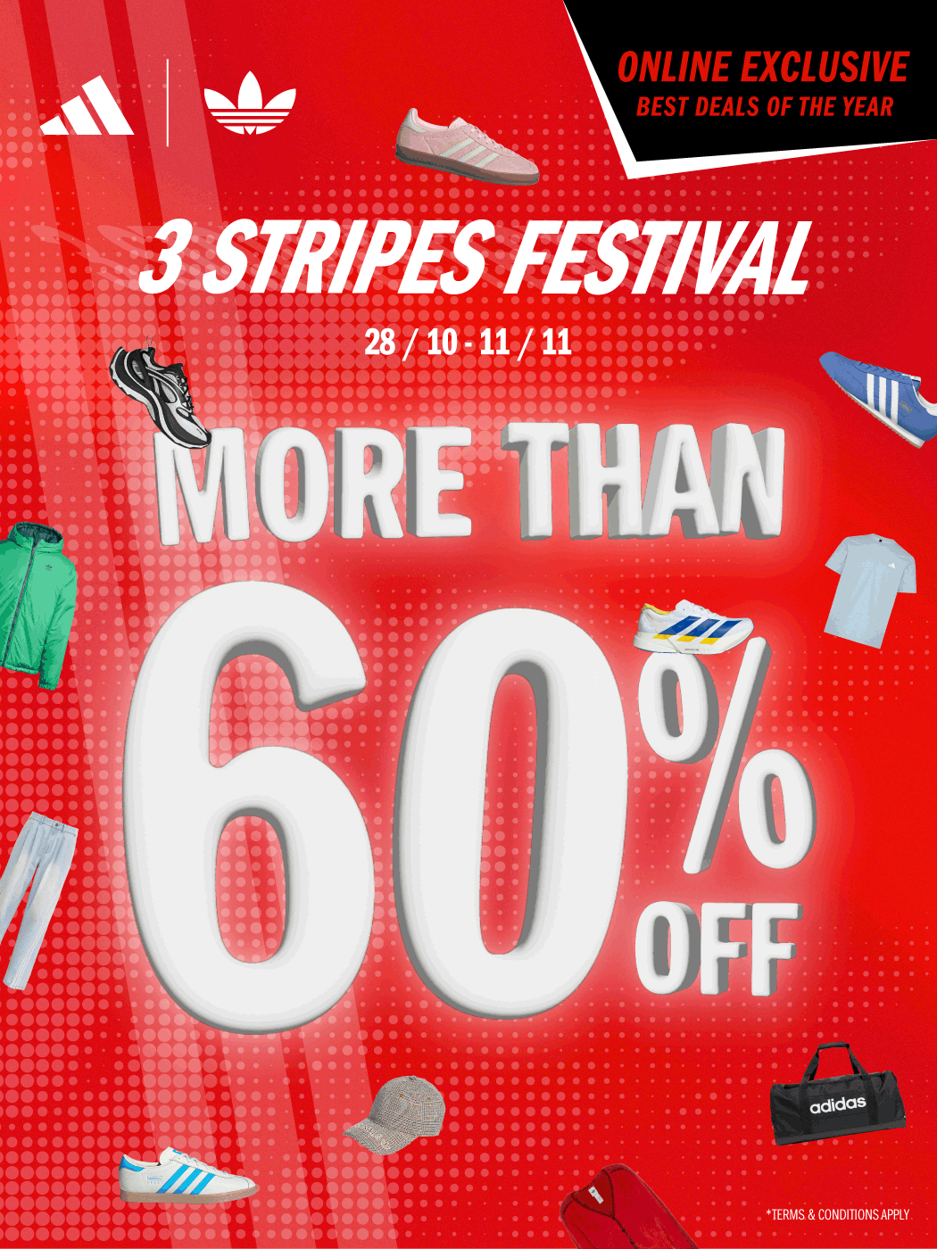 3 STRIPES FESTIVAL MORE THAN 60% OFF